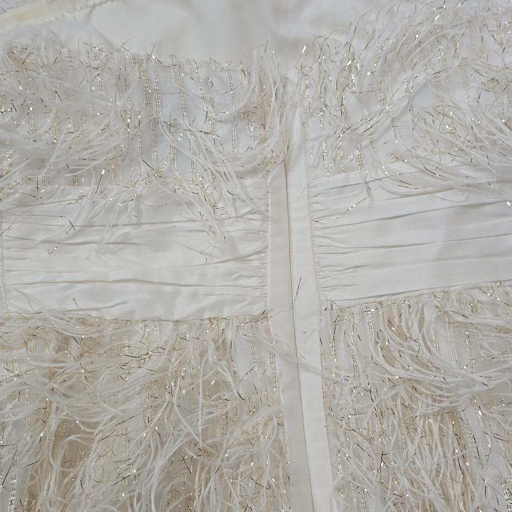 Jaygodfrey Elegant Rami Faux Feather Trimmed Strapless  Mini Dress Size 4. - Picture 12 of 14